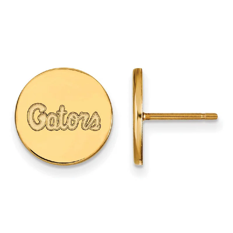 Minimalist Drop Earrings-14k Gold Plated Silver University of Florida Small Disc Earrings