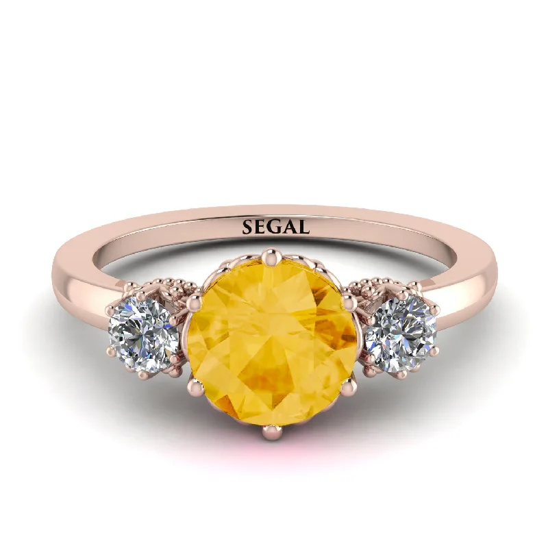 Classic 3 Stone Citrine Engagement Ring - Sofia No. 602