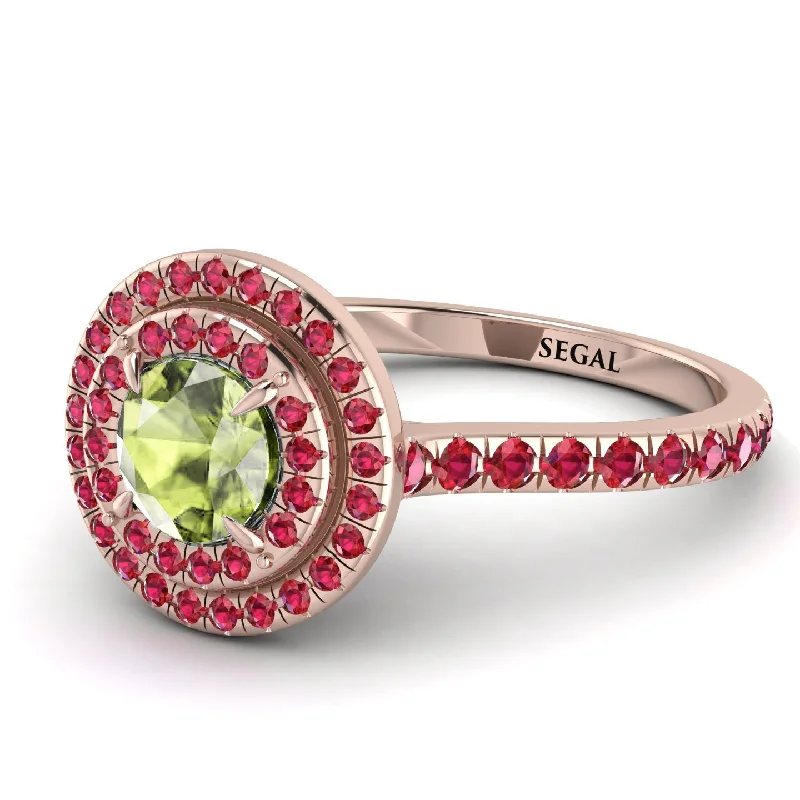 Double Halo Peridot Ring - Zoey No. 711