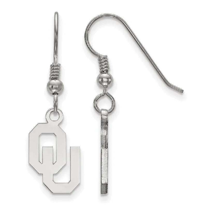 Gold and Diamond Earrings-Sterling Silver University of Oklahoma Small Dangle Earrings