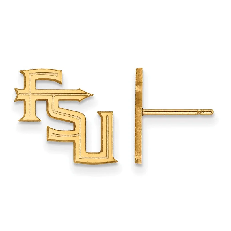 CZ Stud Earrings-14k Yellow Gold Florida State University Small 'FSU' Post Earrings