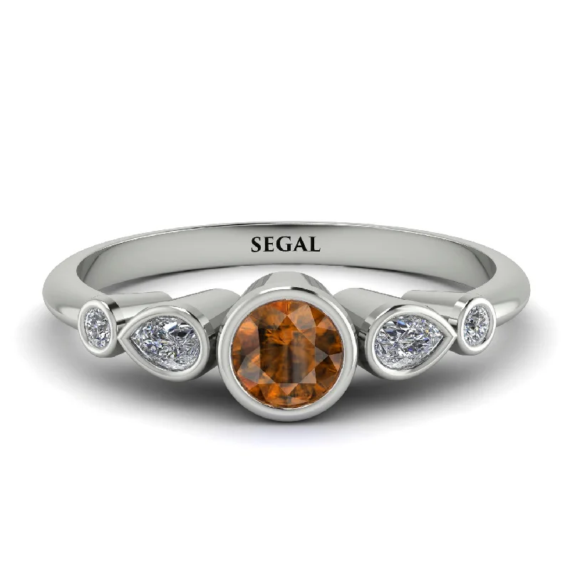 Bezel Symmetrical Brown Diamond Ring - Ivy No. 1103