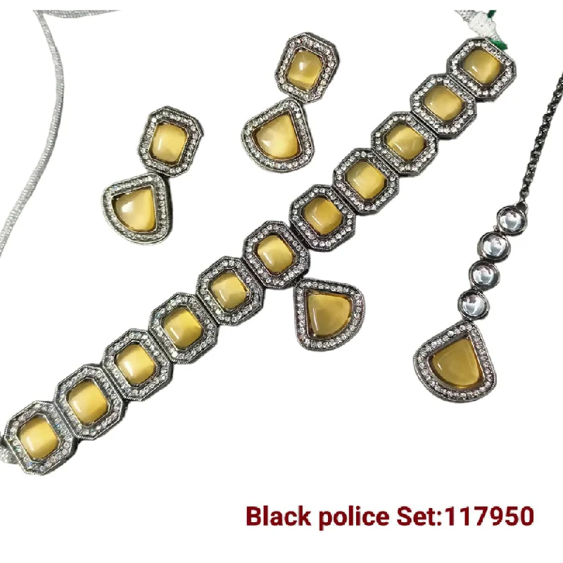 Bohemian Style Necklace-Padmawati Bangles Black Polish Crystal Stone Necklace Set