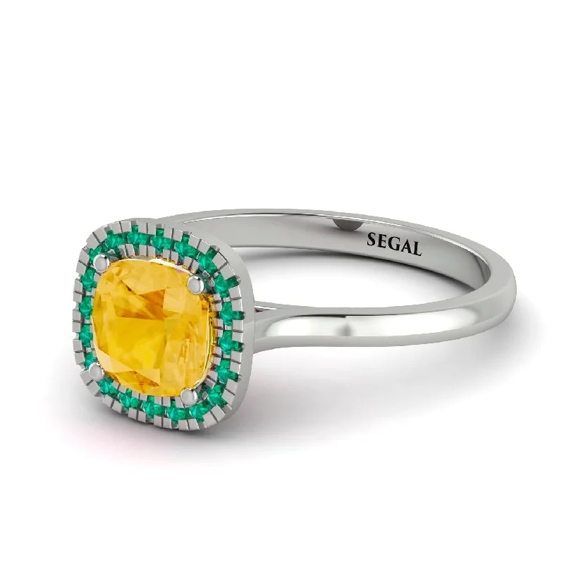 Vintage Classic Halo Cushion Citrine Ring - Skylar No. 606