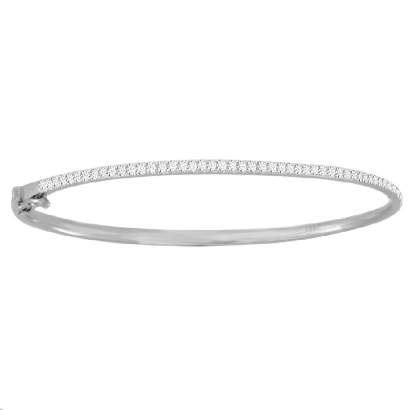 Stylish Silver Bangles for Women-LADIES BANGLE 0.50CT ROUND DIAMOND 10K WHITE GOLD