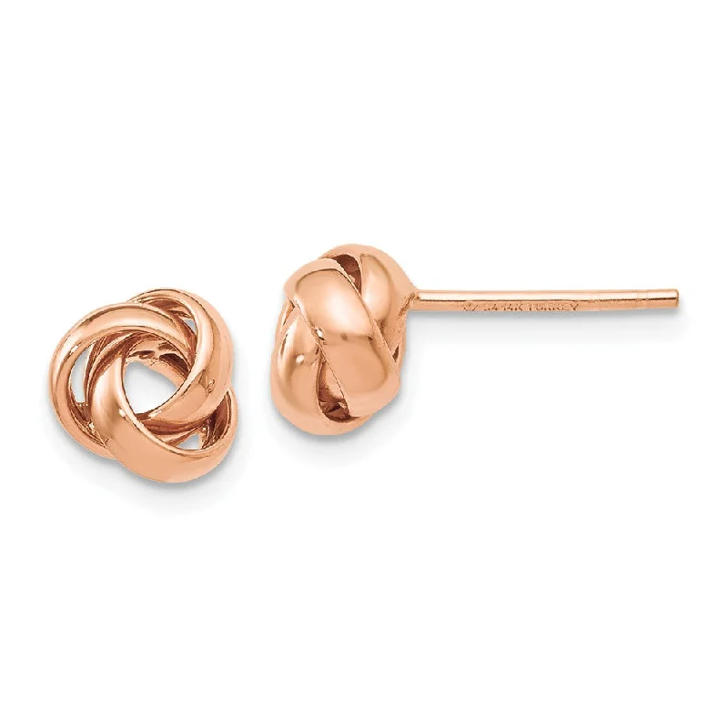 Colored Stone Earrings-7mm Polished Love Knot Post Earrings in 14k Rose Gold