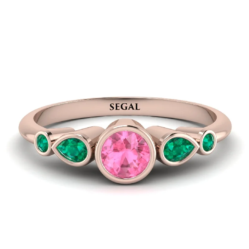 Bezel Symmetrical Pink Moissanite Ring - Ivy No. 805