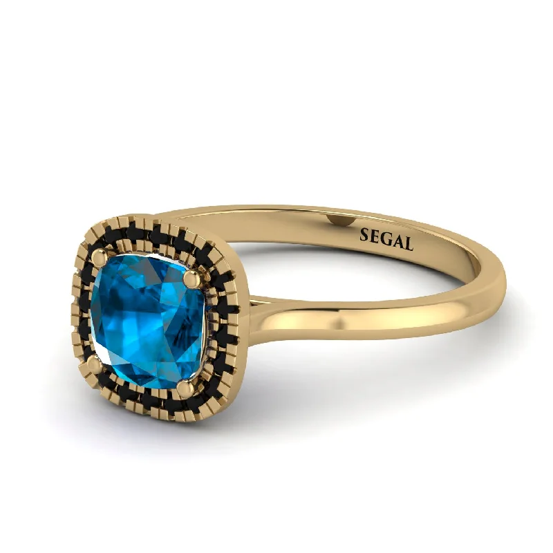 Vintage Classic Halo Cushion Blue Topaz Ring - Skylar No. 507