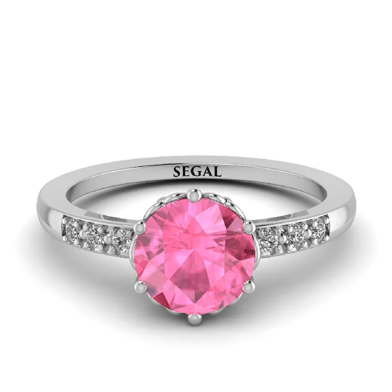 Classic Pink Moissanite Vintage Ring - Olivia No. 803