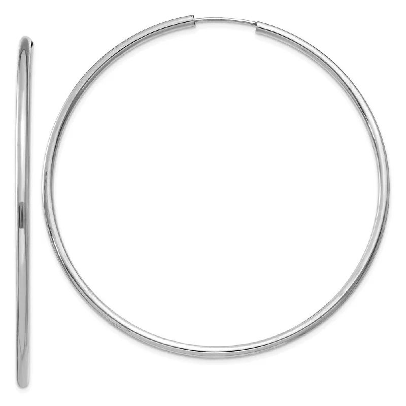 Custom Design Earrings-2mm x 60mm 14k White Gold Polished Round Endless Hoop Earrings