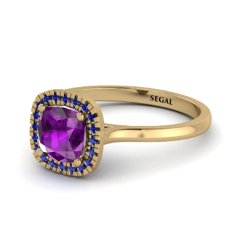 Vintage Classic Halo Cushion Amethyst Ring - Skylar No. 313