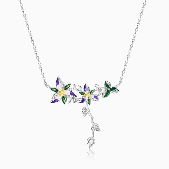 Colorful Necklace with Gemstones-Silver Trillium Necklace