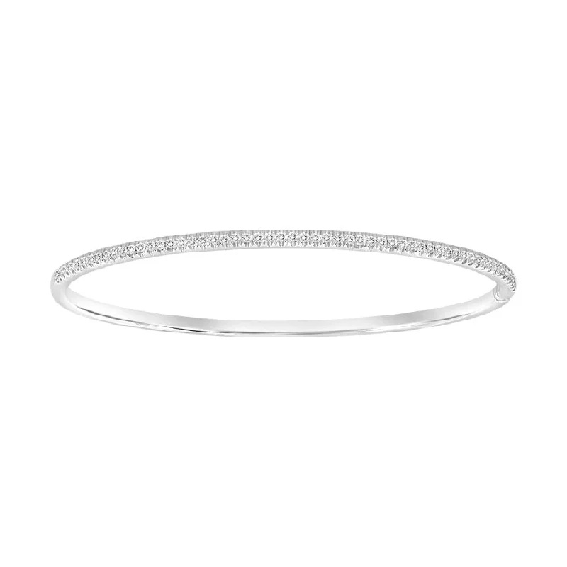 Indian Silver Bangles-LADIES BANGLE 0.45CT ROUND DIAMOND 14K WHITE GOLD