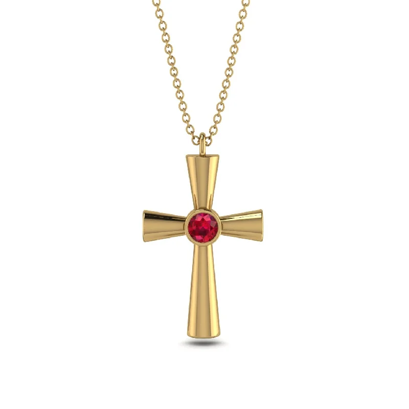 Trendy Multi-layer Necklace-Minimalist Ruby Cross Necklace - Philip No. 10