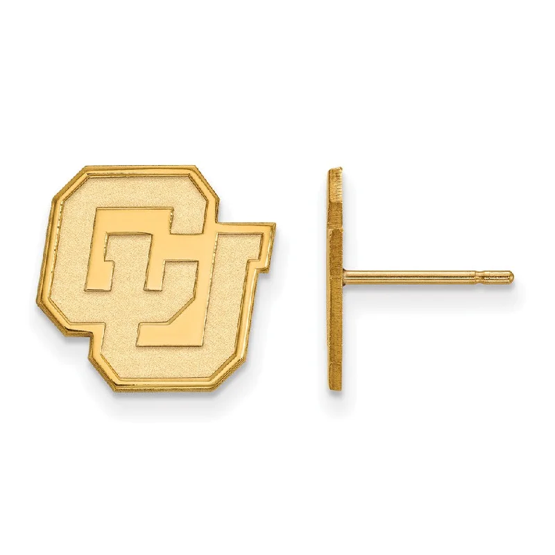 Fashionable Hoop Earrings-10k Yellow Gold University of Colorado Small 'CU' Post Earrings