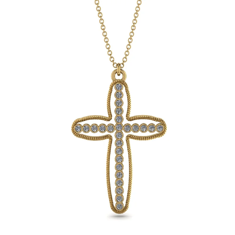 Long Dangle Necklace-Minimalist Cross Inside Cross Diamond Necklace - Mateo No. 1