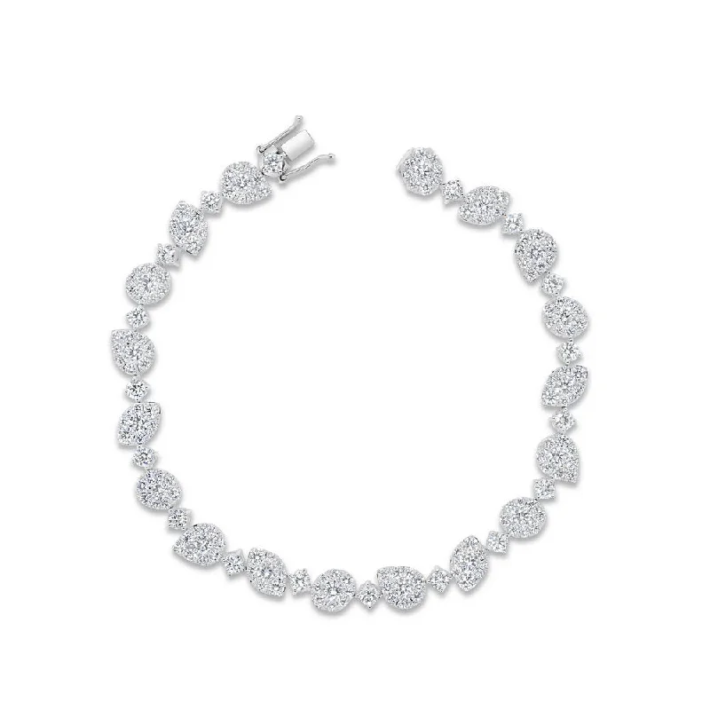 Silver Bead Bracelets-Uneek Bouquet Collection Cluster Link Bracelet