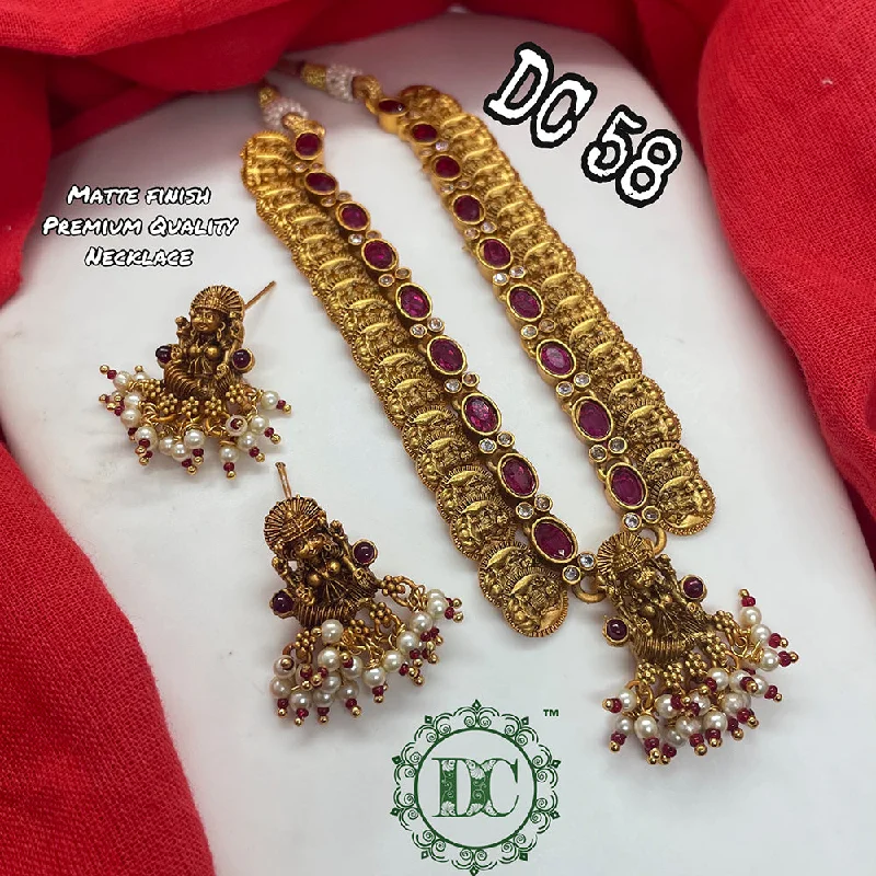 Simple Chain Necklace-Diksha Collection Gold Plated Necklace Set