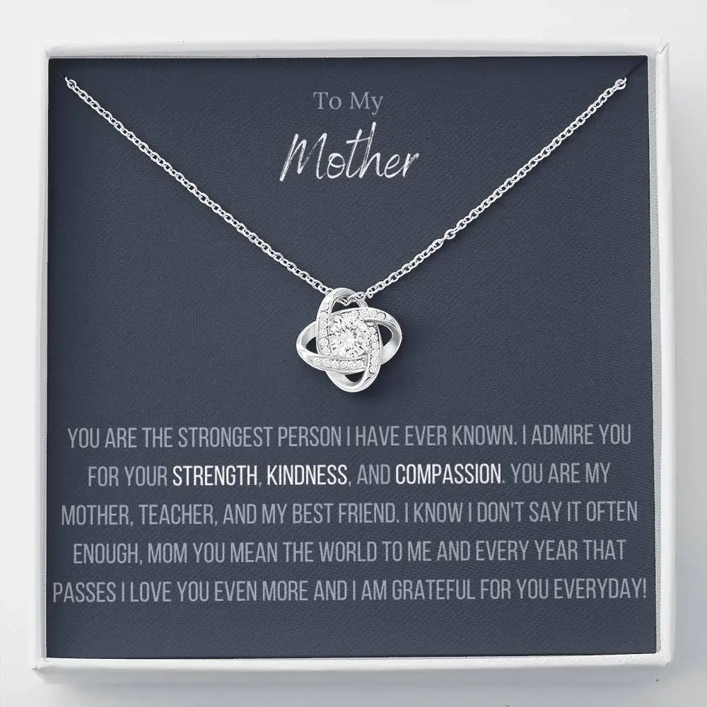 Modern Silver Necklace-The Infinity Love Knot Necklace™ To My Mother