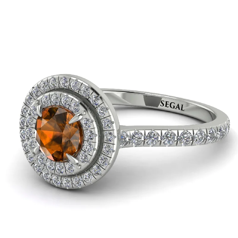 Double Halo Brown Diamond Ring - Zoey No. 1103