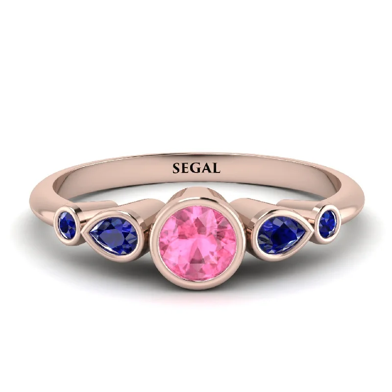 Bezel Symmetrical Pink Moissanite Ring - Ivy No. 814