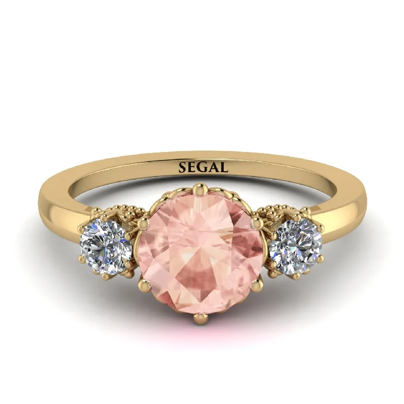 Classic 3 Stone Morganite Engagement Ring - Sofia No. 901