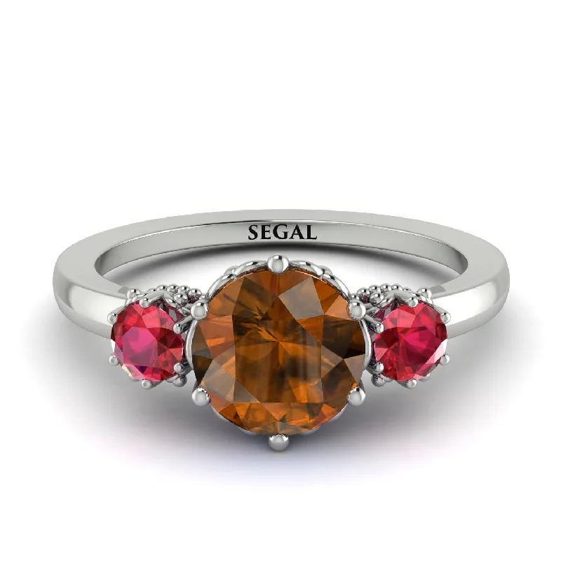 Classic 3 Stone Brown Diamond Engagement Ring - Sofia No. 1112