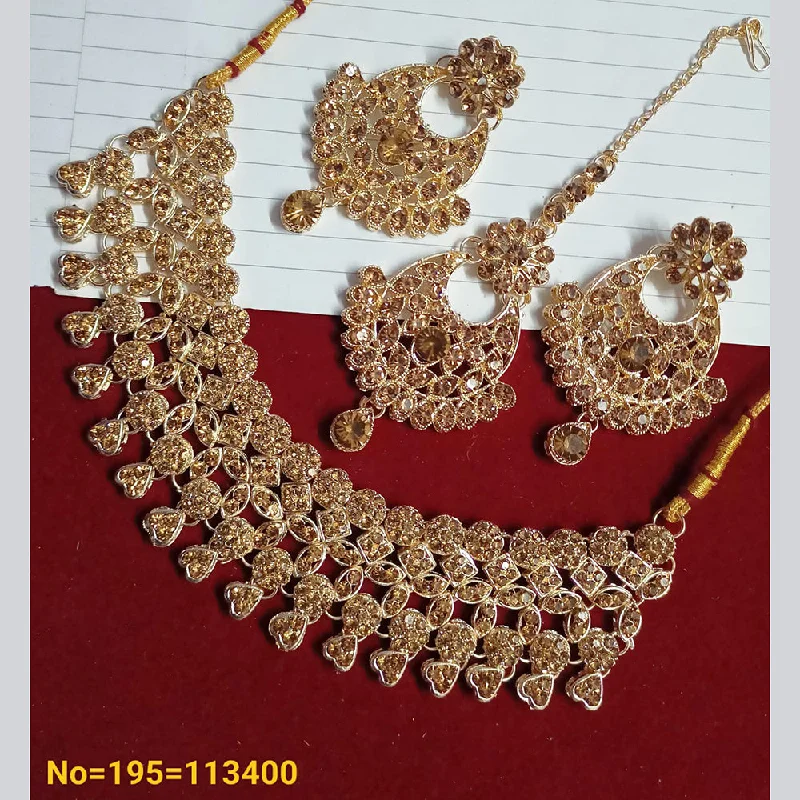 Retro Style Necklace-Padmawati Bangles Gold Plated Austrian Stone Necklace Set