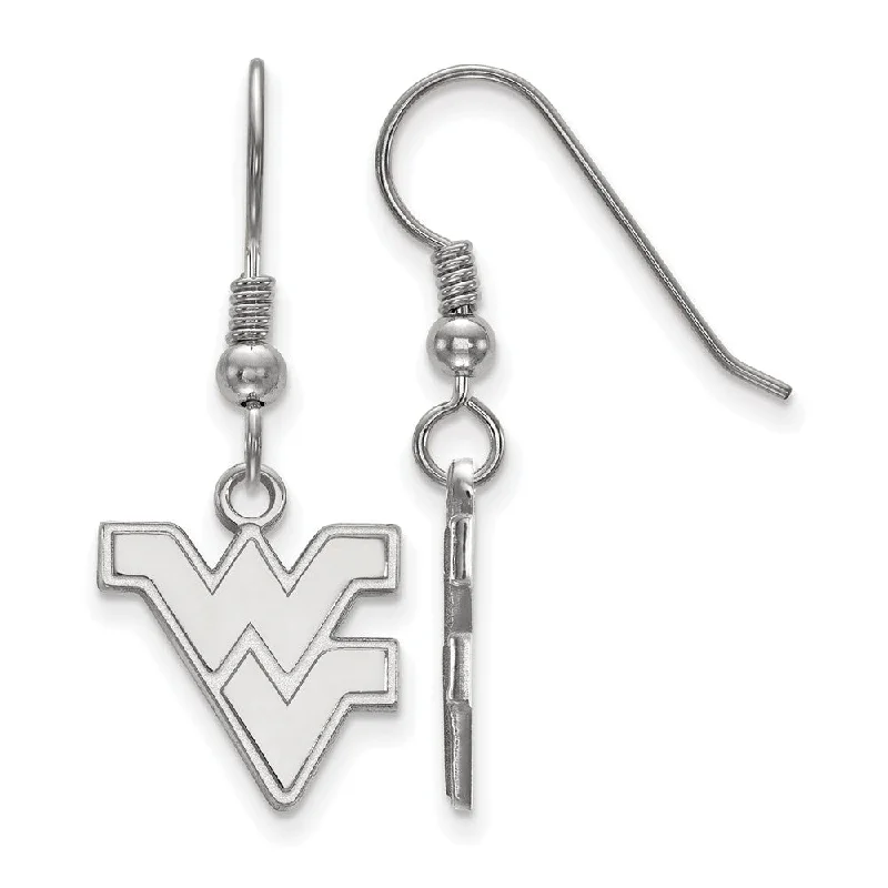 Large Gemstone Earrings-Sterling Silver West Virginia University Small 'WV' Dangle Earrings