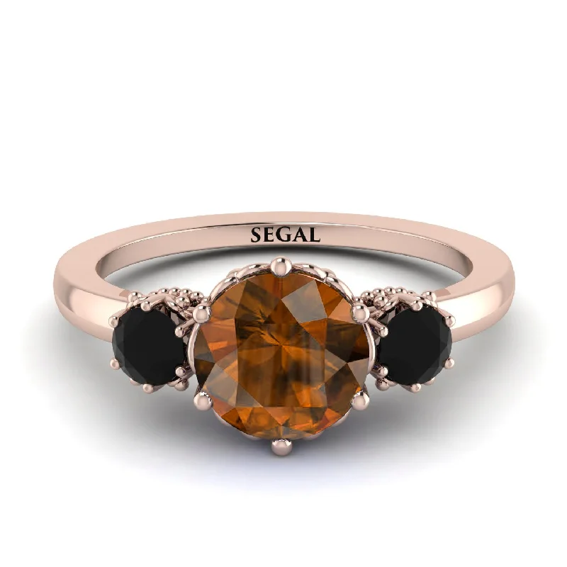 Classic 3 Stone Brown Diamond Engagement Ring - Sofia No. 1108