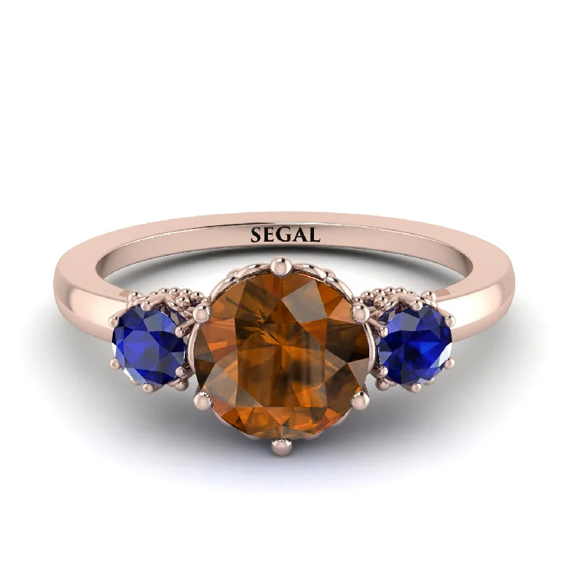 Classic 3 Stone Brown Diamond Engagement Ring - Sofia No. 1114