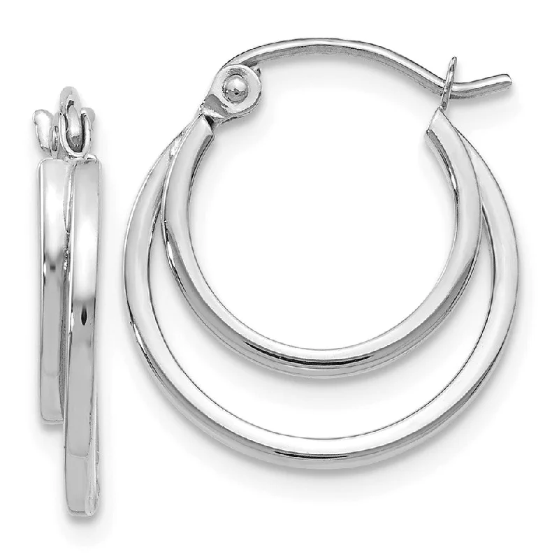 Custom Name Earrings-1mm Double Split Round Hoop Earrings in 14k White Gold, 17mm (5/8 In)