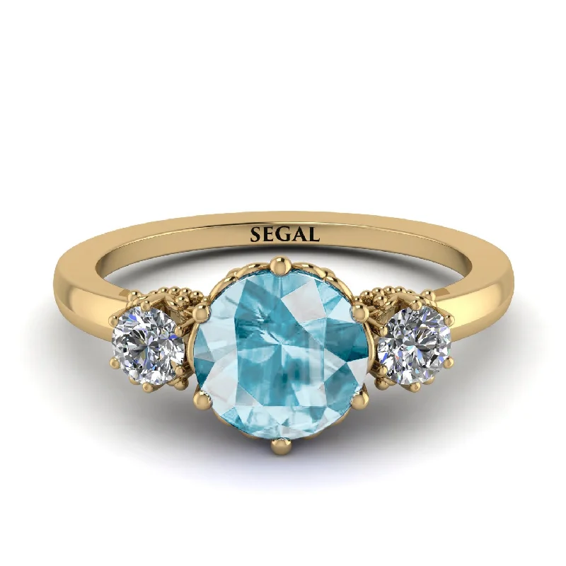 Classic 3 Stone Aquamarine Engagement Ring - Sofia No. 401