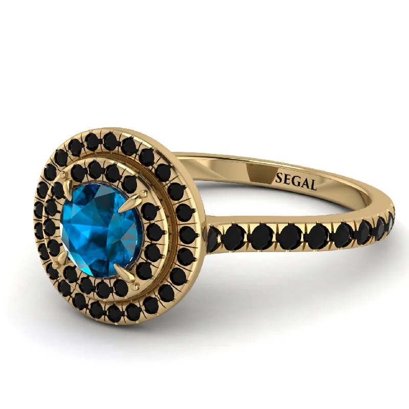 Double Halo Blue Topaz Ring - Zoey No. 507