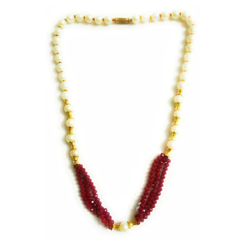 Colorful Glass Necklace-Martina Jewels Beads Pearls Pack Of 6 Gold Plated Necklaces