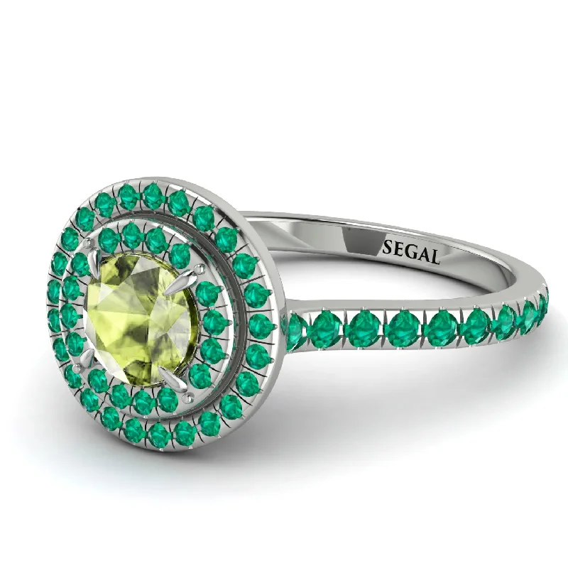 Double Halo Peridot Ring - Zoey No. 706