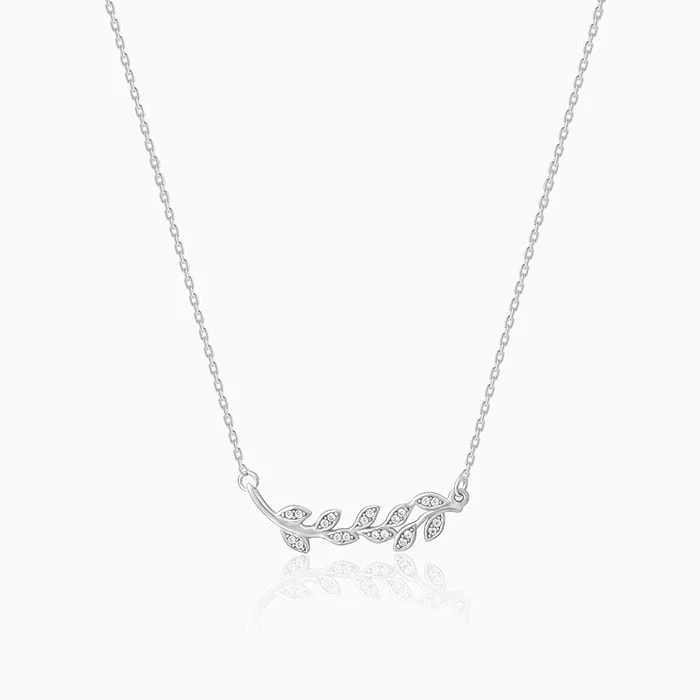 Silver Gemstone Necklace-Anushka Sharma Silver Leaf Necklace