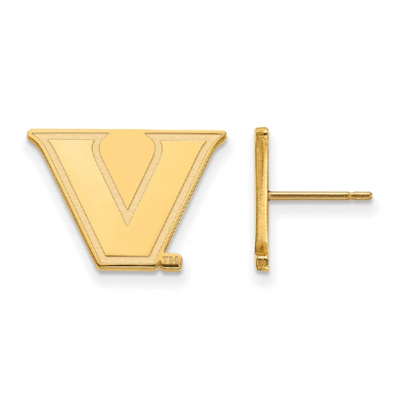 Luxury Diamond Earrings-14k Yellow Gold Vanderbilt University Small Post Earrings