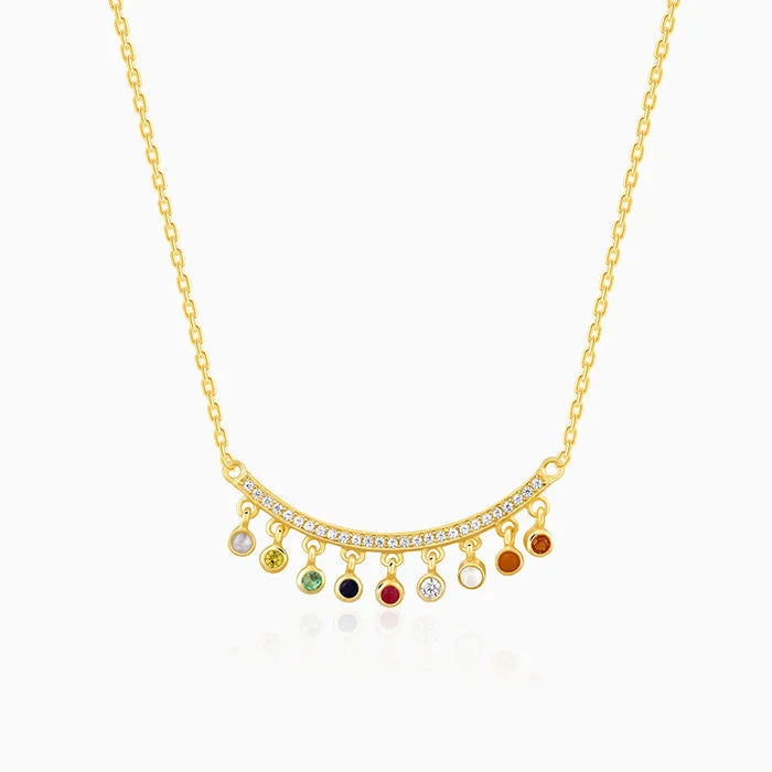 Gold Choker Necklace-Golden Navratan Necklace