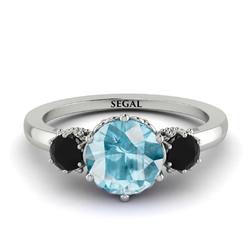 Classic 3 Stone Aquamarine Engagement Ring - Sofia No. 409