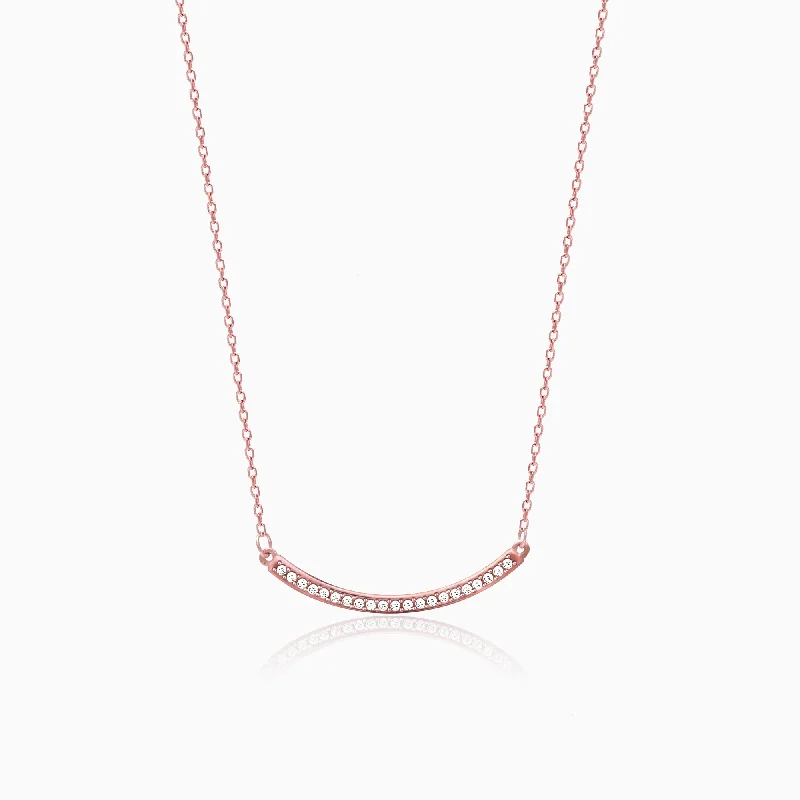 Chunky Chain Necklace-Rose Gold Zircon Arc Necklace