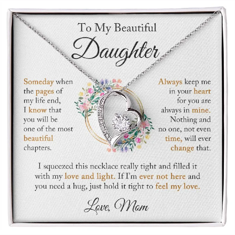 Multi-Colored Stone Necklace-To My Daughter "When The Pages Of My Life End" Forever Love Necklace