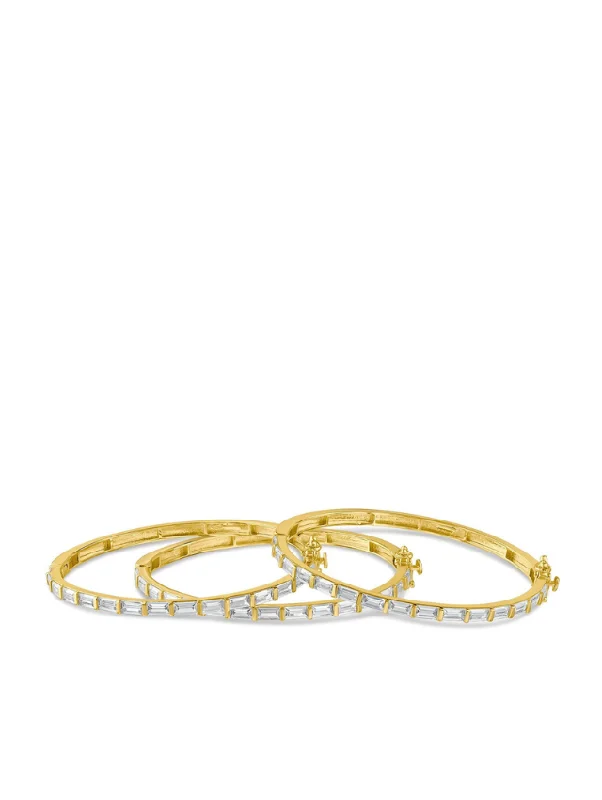 Vintage Silver Bangles-Baguette CZ Bangle Set