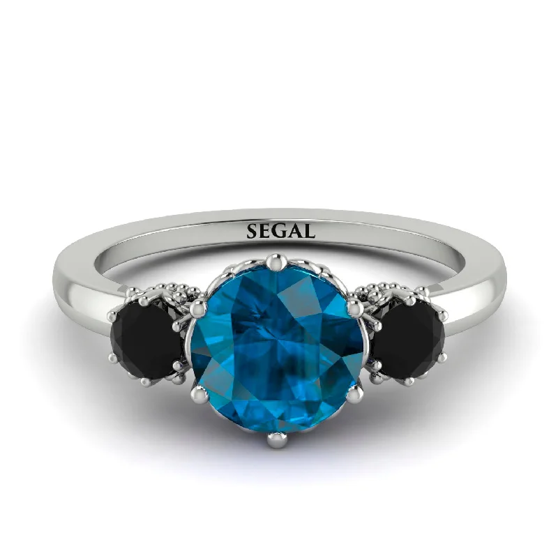 Classic 3 Stone Blue Topaz Engagement Ring - Sofia No. 509