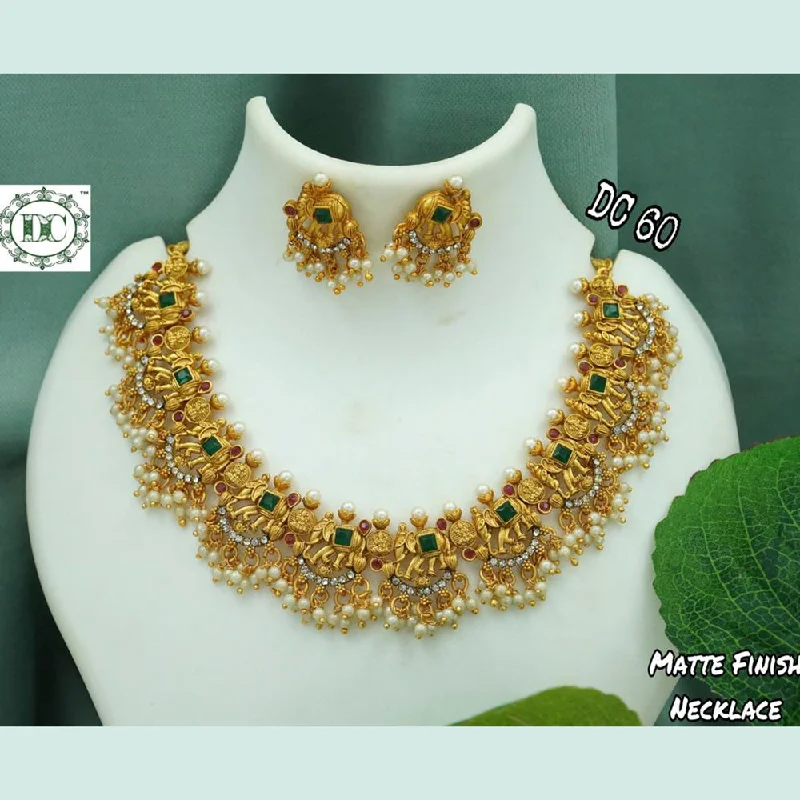 Handcrafted Bead Necklace-Diksha Collection Gold Plated Choker Necklace Set