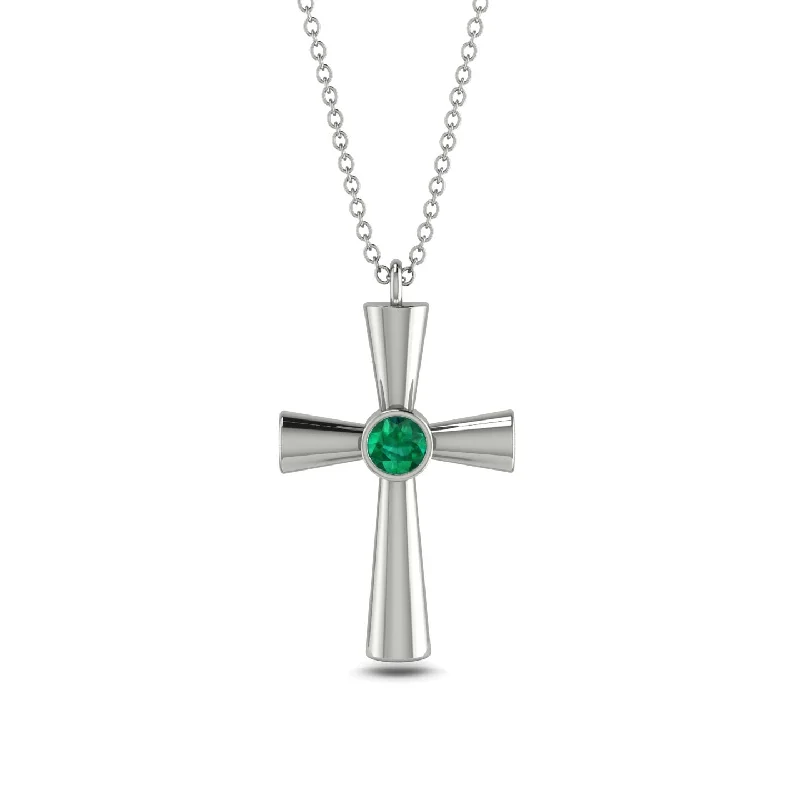 Fashionable Crystal Necklace-Minimalist Emerald Cross Necklace - Philip No. 6