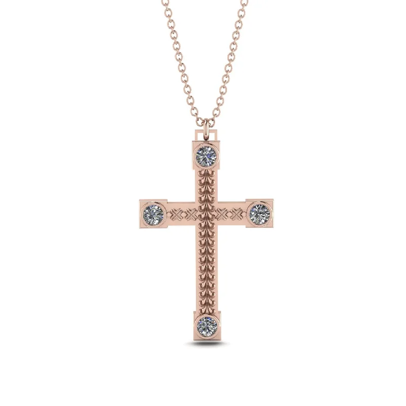 Minimalist Pendant Necklace-Vintage Diamond Cross Necklace - Julian No. 2