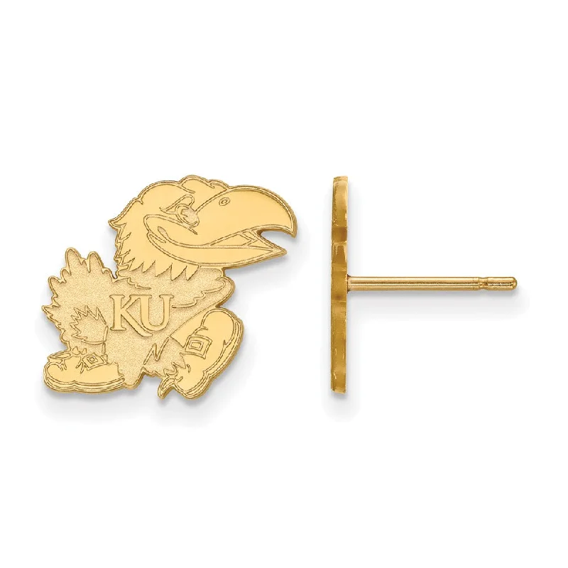 Small Stud Earrings-10k Yellow Gold University of Kansas Small Post Earrings