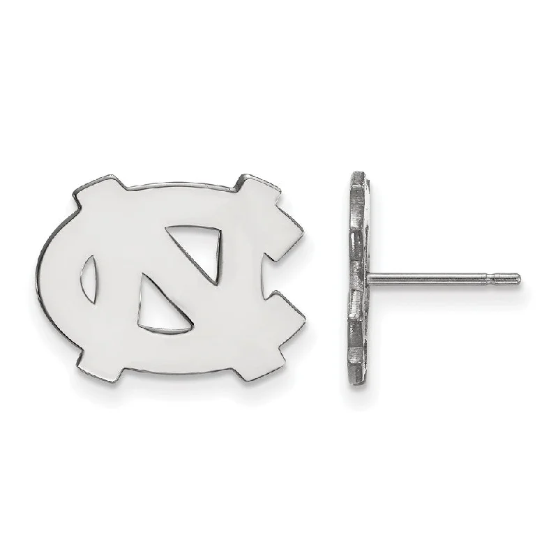 Large Hoop Earrings-10k White Gold U of North Carolina Small 'NC' Post Earrings