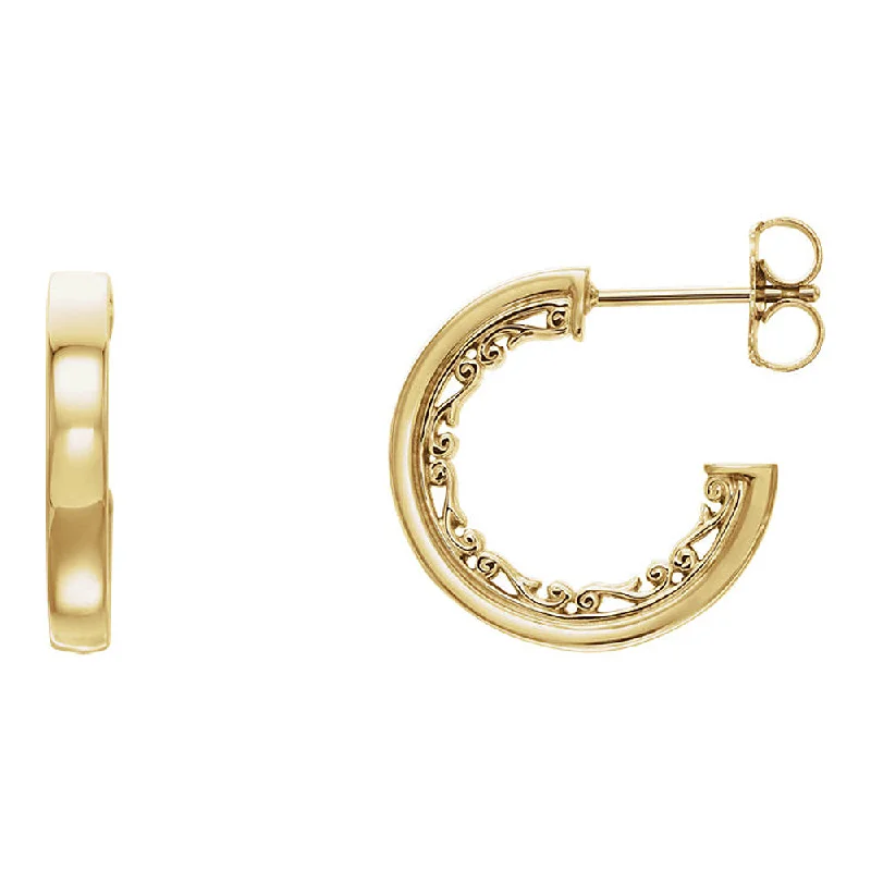 Simple Gold Hoop Earrings-2.7 x 16mm 14k Yellow Gold Vintage-Inspired Round Hoop Earrings